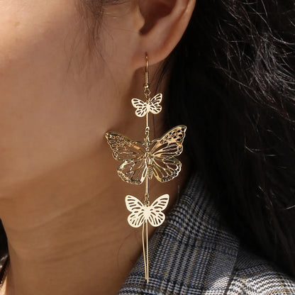 1 Pair Simple Style Classic Style Butterfly Plating Copper Gold Plated Rhodium Plated Drop Earrings