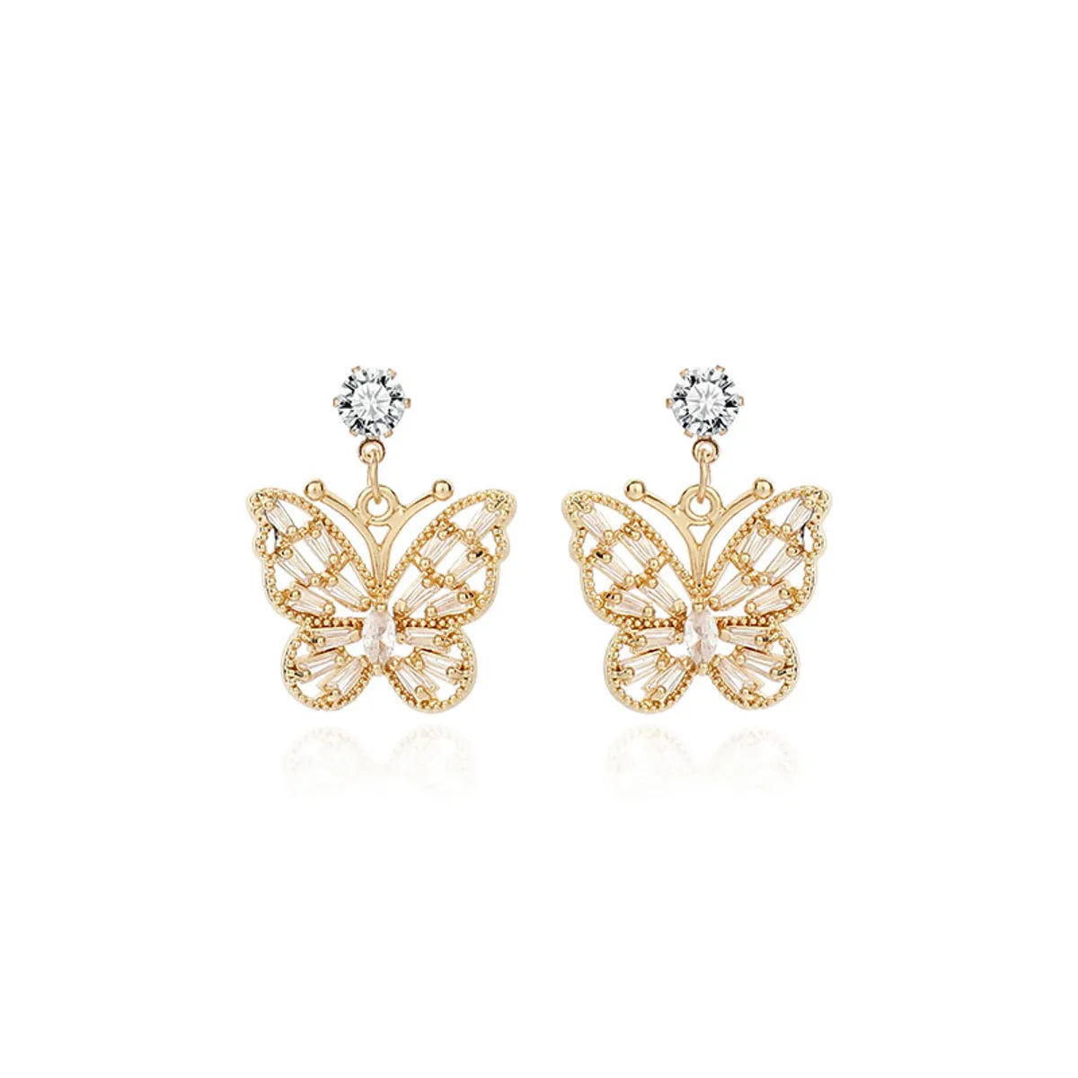 1 Pair Simple Style Classic Style Butterfly Plating Copper K Gold Plated Ear Studs