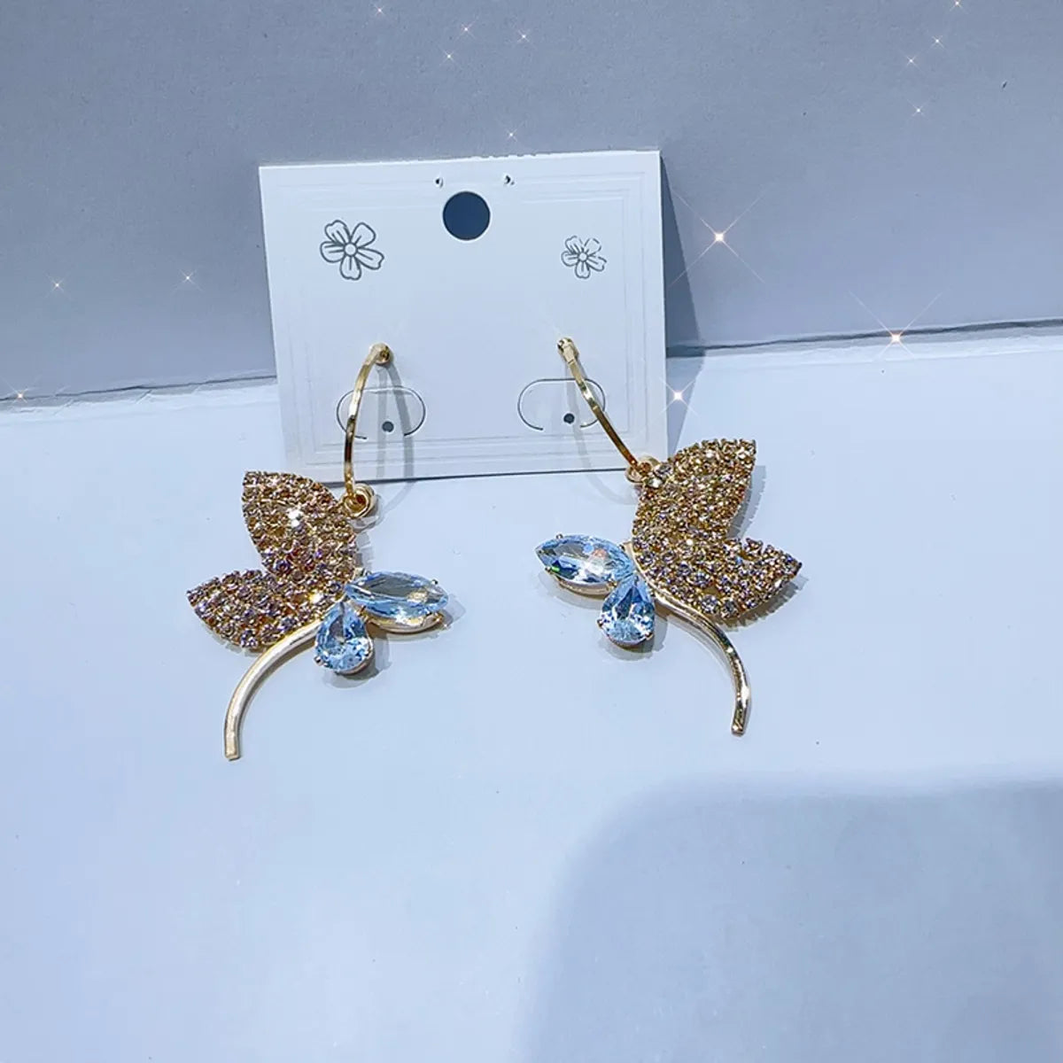 1 Pair Simple Style Classic Style Butterfly Plating Inlay Brass Rhinestones Zircon Gold Plated Drop Earrings