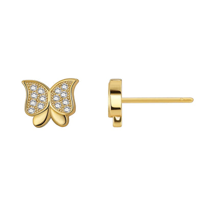 1 Pair Simple Style Classic Style Butterfly Plating Inlay Brass Zircon 18K Gold Plated Ear Studs