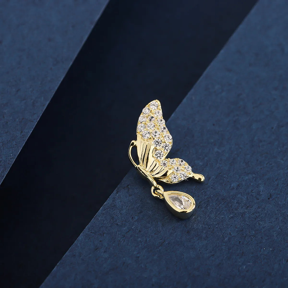 1 Pair Simple Style Classic Style Butterfly Plating Inlay Sterling Silver Zircon 14K Gold Plated Drop Earrings