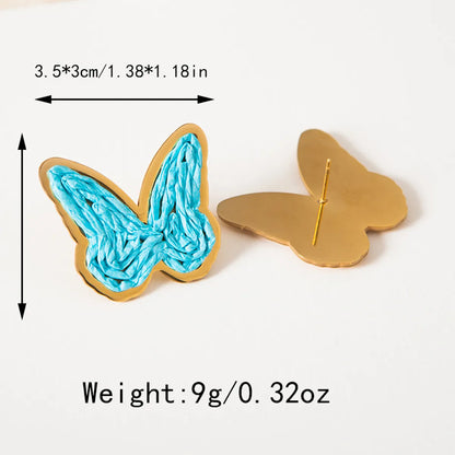 1 Pair Simple Style Classic Style Butterfly Plating Stainless Steel Alloy Gold Plated Ear Studs