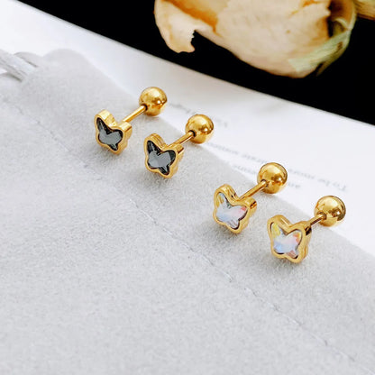 1 Pair Simple Style Classic Style Butterfly Plating Titanium Steel Ear Studs