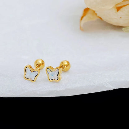 1 Pair Simple Style Classic Style Butterfly Plating Titanium Steel Ear Studs