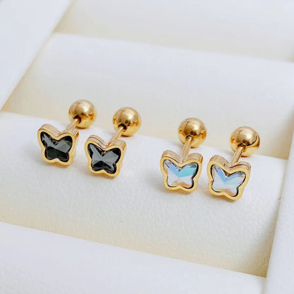 1 Pair Simple Style Classic Style Butterfly Plating Titanium Steel Ear Studs