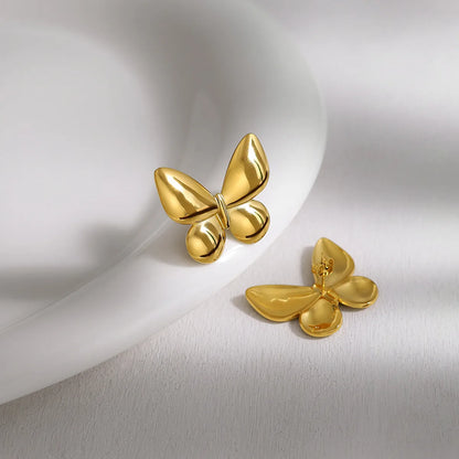 1 Pair Simple Style Classic Style Butterfly Polishing Plating 304 Stainless Steel 18K Gold Plated Ear Studs