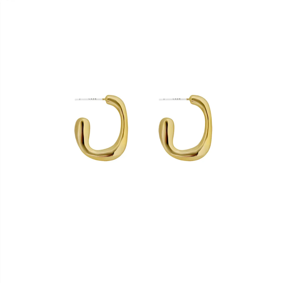 1 Pair Simple Style Classic Style C Shape Copper 18K Gold Plated Ear Studs