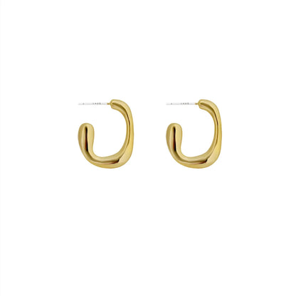 1 Pair Simple Style Classic Style C Shape Copper 18K Gold Plated Ear Studs