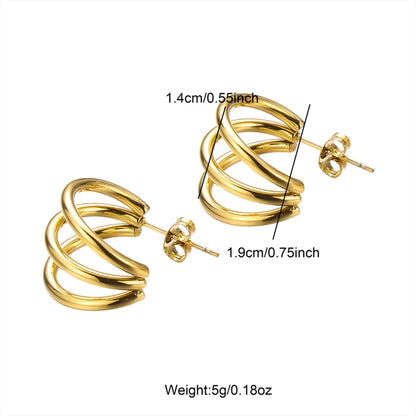 1 Pair Simple Style Classic Style C Shape Hollow Out Stainless Steel Ear Studs