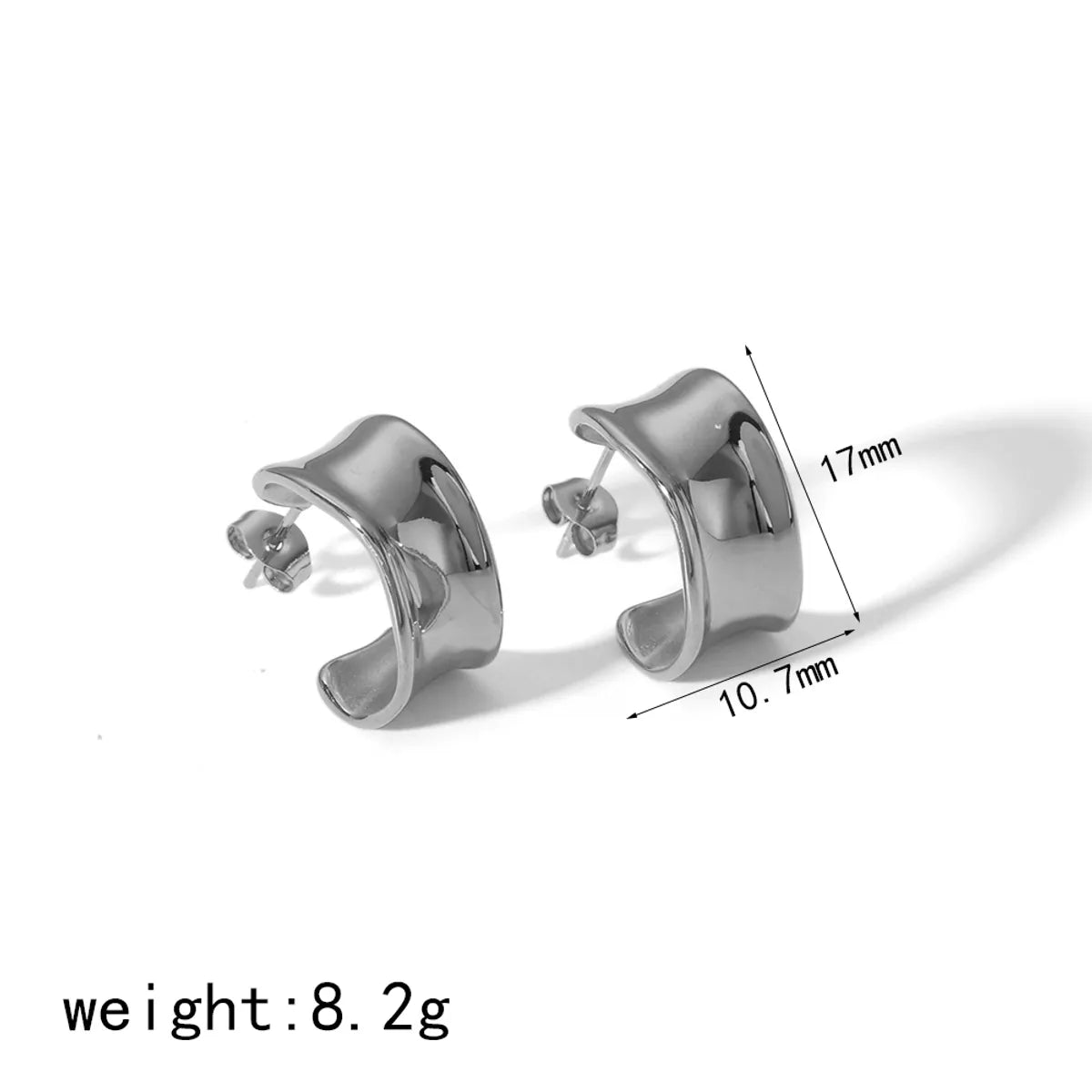 1 Pair Simple Style Classic Style C Shape Irregular Polishing Plating 304 Stainless Steel 18K Gold Plated Ear Studs