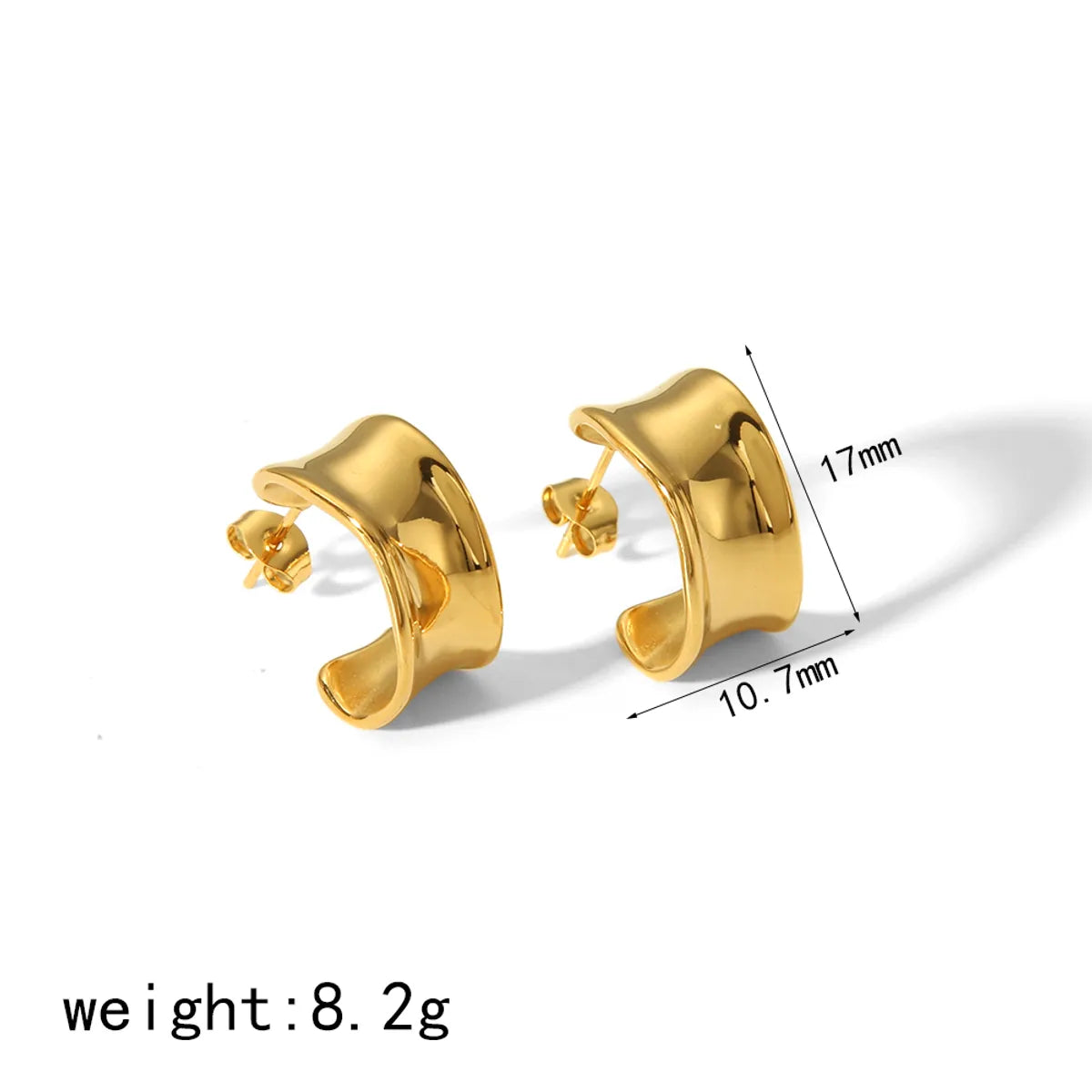 1 Pair Simple Style Classic Style C Shape Irregular Polishing Plating 304 Stainless Steel 18K Gold Plated Ear Studs