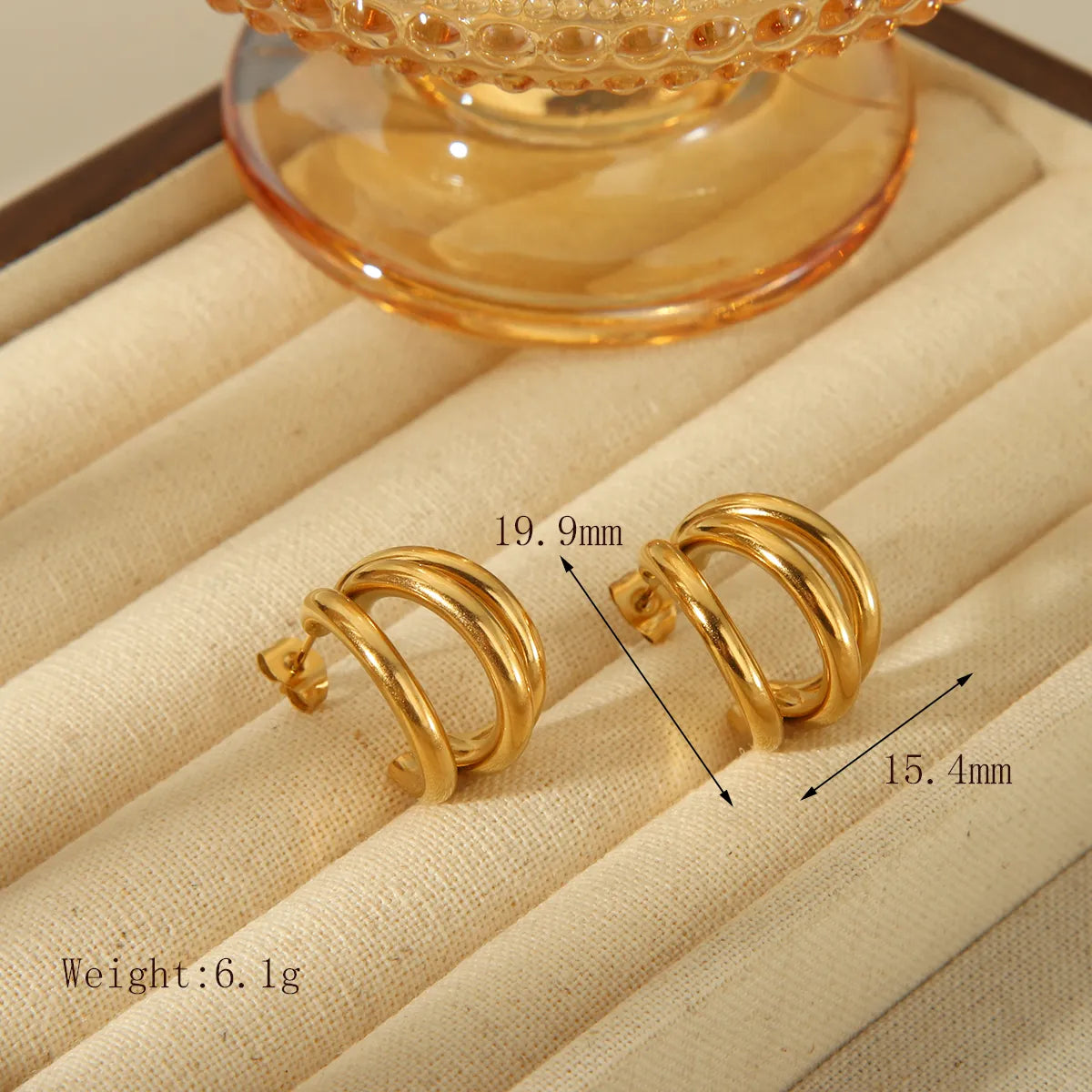 1 Pair Simple Style Classic Style C Shape Plating 304 Stainless Steel 18K Gold Plated Ear Studs