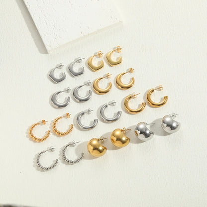 1 Pair Simple Style Classic Style C Shape Plating Copper 14k Gold Plated Ear Studs