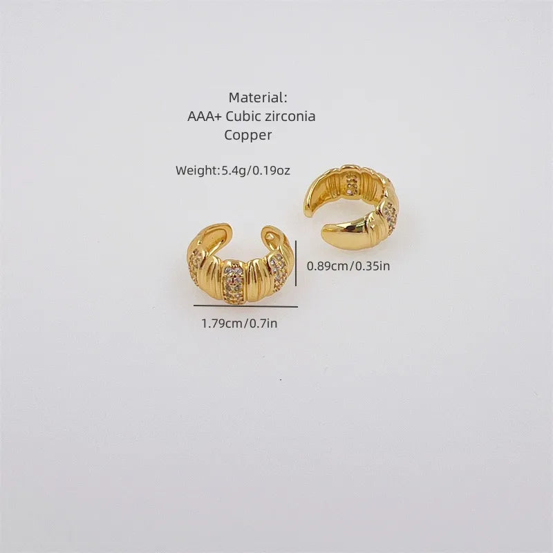 1 Pair Simple Style Classic Style C Shape Plating Copper Zircon 18K Gold Plated Ear Cuffs