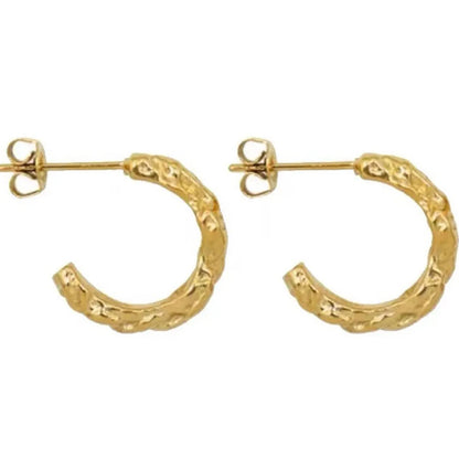 1 Pair Simple Style Classic Style C Shape Plating Pleated Stainless Steel Gold Plated Ear Studs