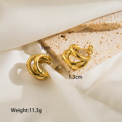 1 Pair Simple Style Classic Style C Shape Plating Stainless Steel 14k Gold Plated Ear Studs