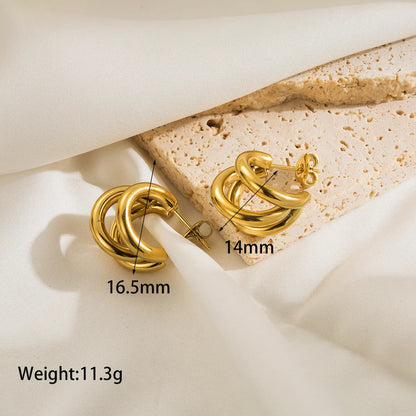 1 Pair Simple Style Classic Style C Shape Plating Stainless Steel 14k Gold Plated Ear Studs