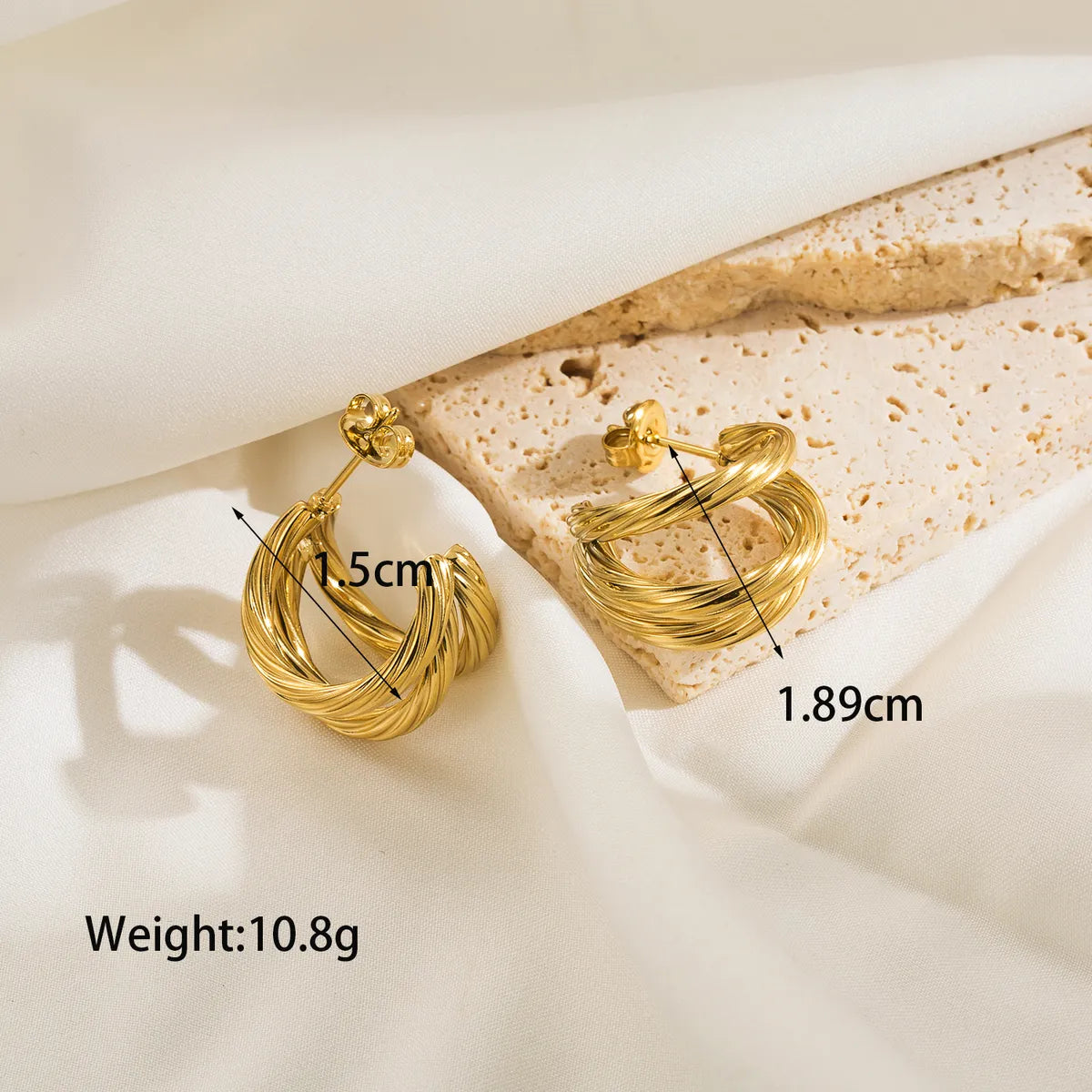 1 Pair Simple Style Classic Style C Shape Plating Stainless Steel 14k Gold Plated Ear Studs