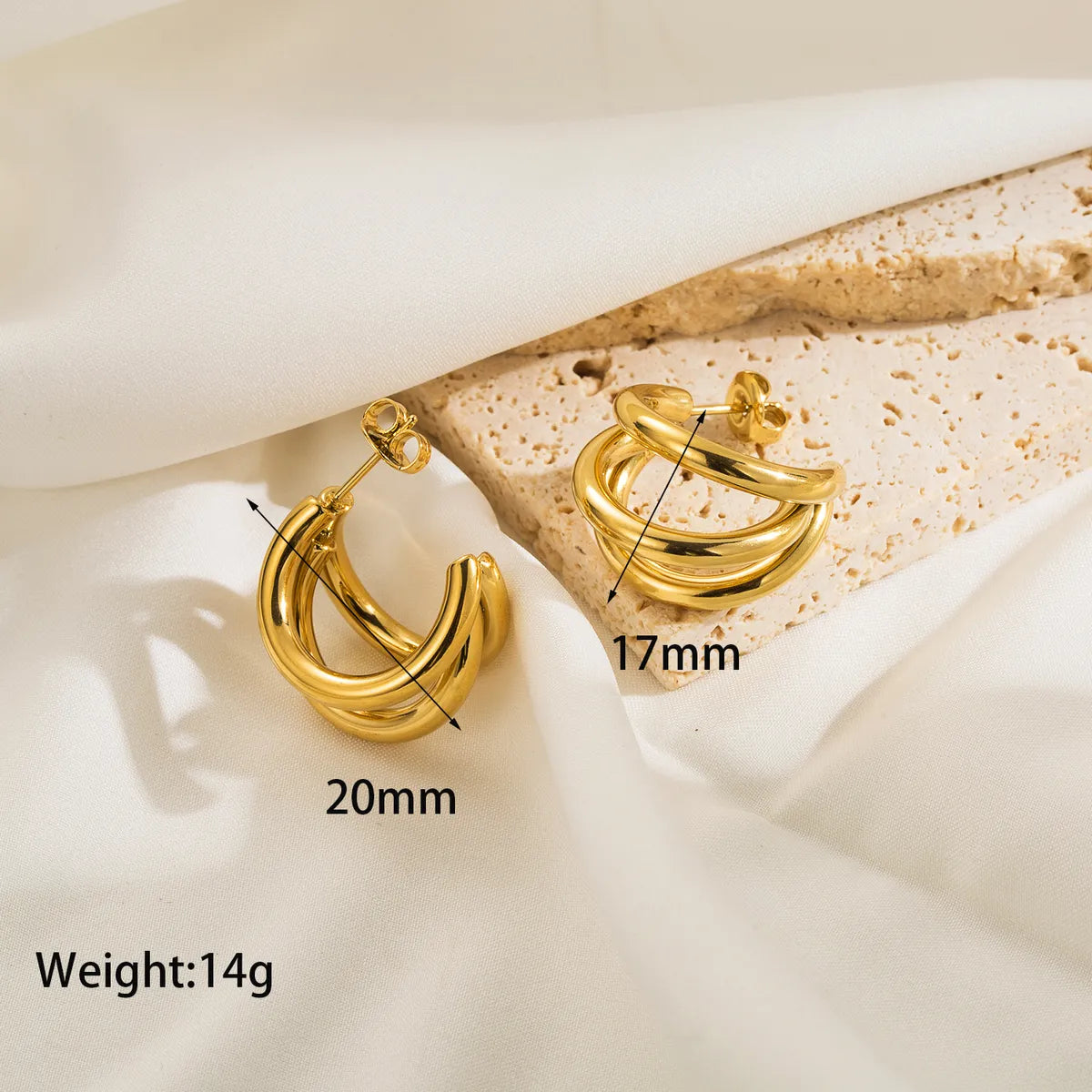 1 Pair Simple Style Classic Style C Shape Plating Stainless Steel 14k Gold Plated Ear Studs