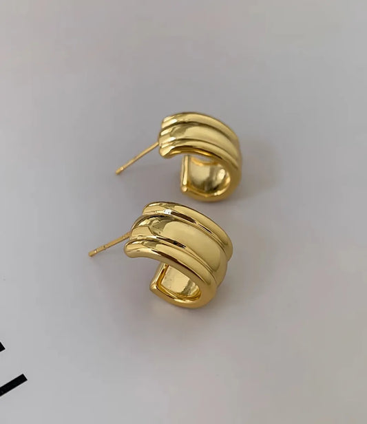 1 Pair Simple Style Classic Style C Shape Plating Titanium Steel 18k Gold Plated Ear Studs