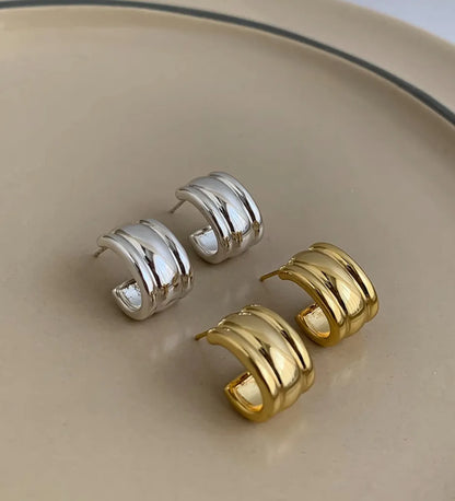 1 Pair Simple Style Classic Style C Shape Plating Titanium Steel 18k Gold Plated Ear Studs