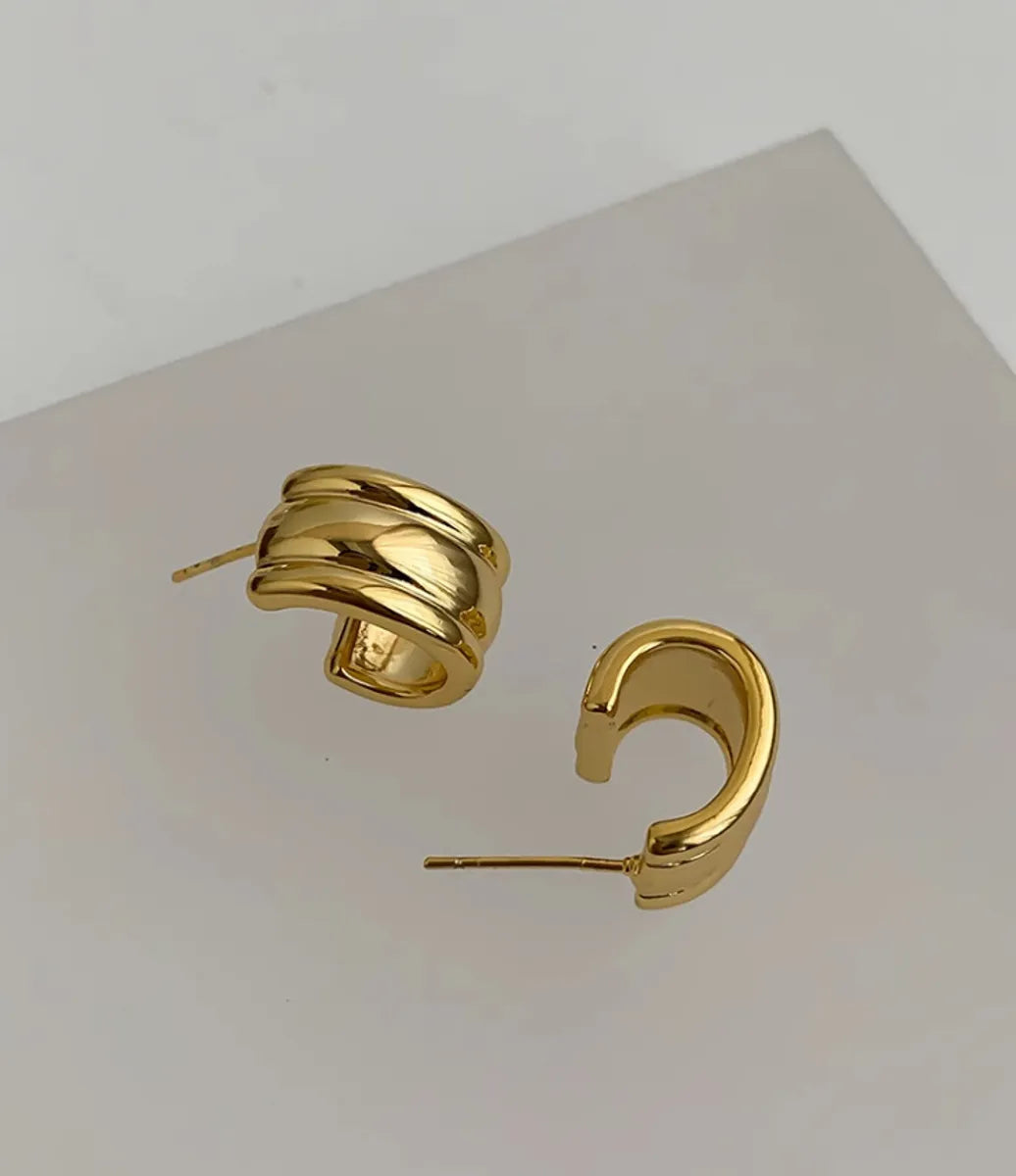 1 Pair Simple Style Classic Style C Shape Plating Titanium Steel 18k Gold Plated Ear Studs