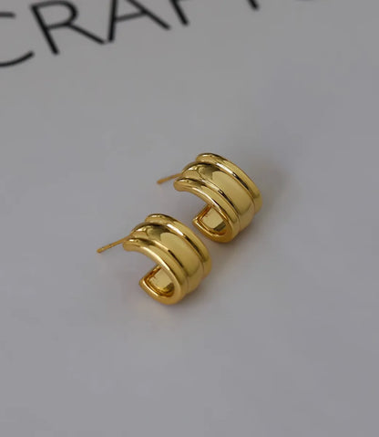 1 Pair Simple Style Classic Style C Shape Plating Titanium Steel 18k Gold Plated Ear Studs