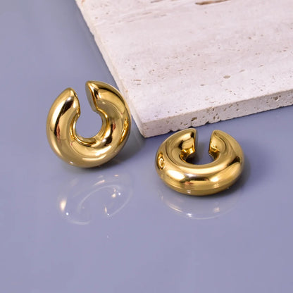 1 Pair Simple Style Classic Style C Shape Plating Titanium Steel 18k Gold Plated Ear Studs