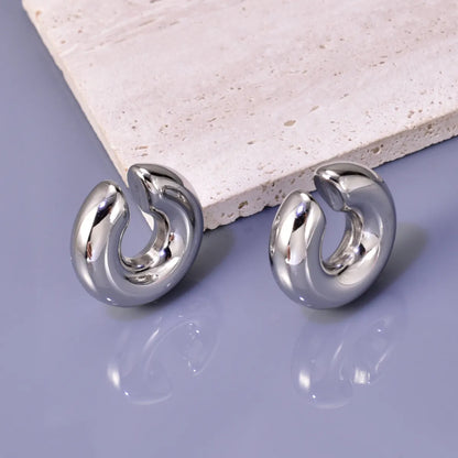 1 Pair Simple Style Classic Style C Shape Plating Titanium Steel 18k Gold Plated Ear Studs