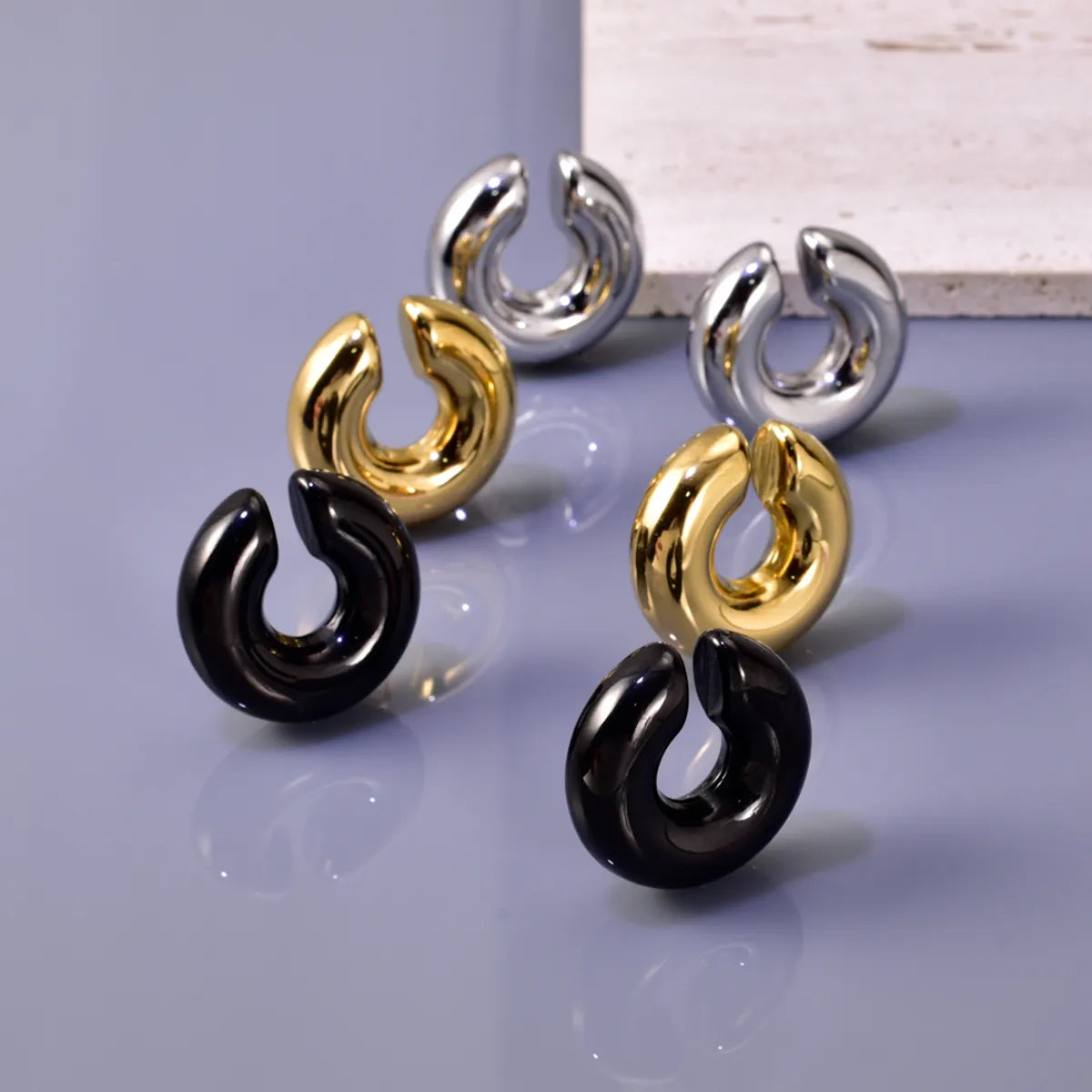 1 Pair Simple Style Classic Style C Shape Plating Titanium Steel 18k Gold Plated Ear Studs