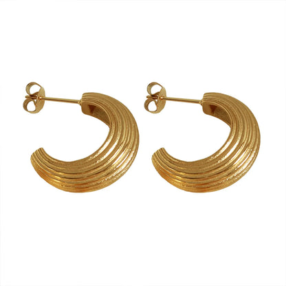 1 Pair Simple Style Classic Style C Shape Plating Titanium Steel 18k Gold Plated Earrings