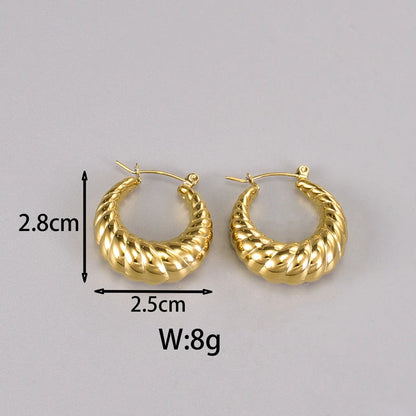 1 Pair Simple Style Classic Style C Shape Plating Titanium Steel 18k Gold Plated Silver Plated Ear Studs