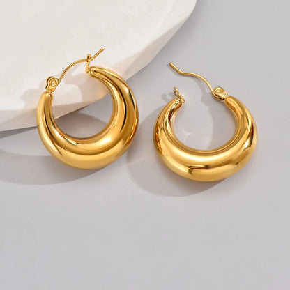 1 Pair Simple Style Classic Style C Shape Plating 304 Stainless Steel Titanium Steel 18K Gold Plated Ear Studs