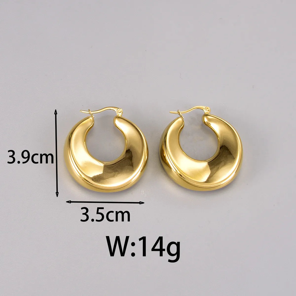 1 Pair Simple Style Classic Style C Shape Plating 304 Stainless Steel Titanium Steel 18K Gold Plated Ear Studs