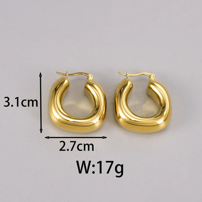 1 Pair Simple Style Classic Style C Shape Plating 304 Stainless Steel Titanium Steel 18K Gold Plated Ear Studs