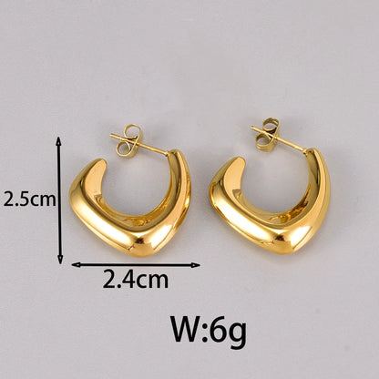 1 Pair Simple Style Classic Style C Shape Plating 304 Stainless Steel Titanium Steel 18K Gold Plated Ear Studs