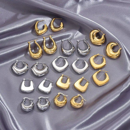 1 Pair Simple Style Classic Style C Shape Plating 304 Stainless Steel Titanium Steel 18K Gold Plated Ear Studs