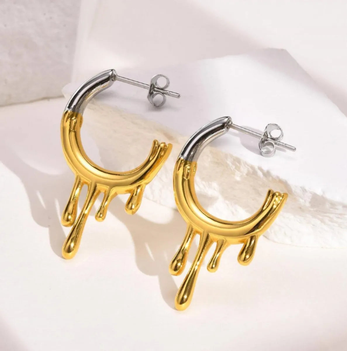 1 Pair Simple Style Classic Style C Shape Plating Titanium Steel Drop Earrings