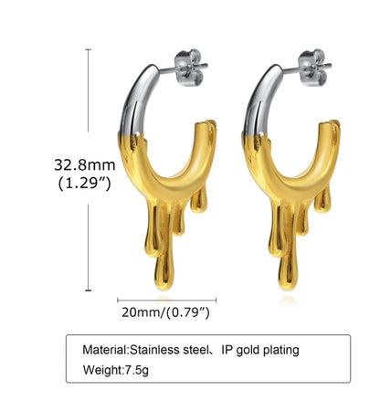 1 Pair Simple Style Classic Style C Shape Plating Titanium Steel Drop Earrings