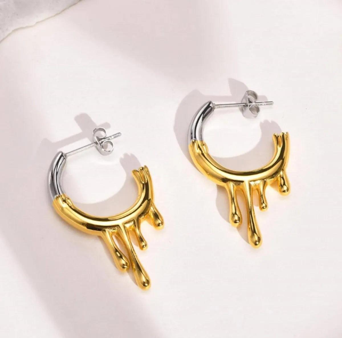 1 Pair Simple Style Classic Style C Shape Plating Titanium Steel Drop Earrings