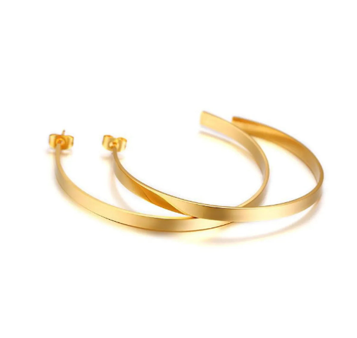 1 Pair Simple Style Classic Style C Shape Plating Titanium Steel Gold Plated Ear Studs