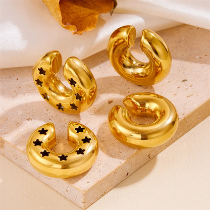 1 Pair Simple Style Classic Style C Shape U Shape Plating Titanium Steel 18k Gold Plated Ear Cuffs