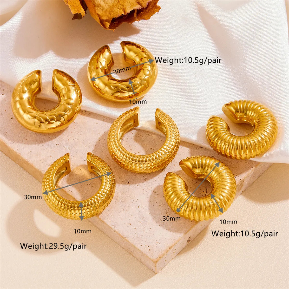 1 Pair Simple Style Classic Style C Shape U Shape Plating Titanium Steel 18k Gold Plated Ear Cuffs