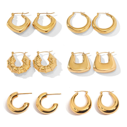 1 Pair Simple Style Classic Style C Shape U Shape The Answer Plating Stainless Steel Earrings