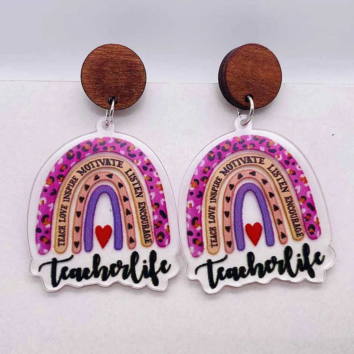 1 Pair Simple Style Classic Style Cartoon Character Letter Patchwork Arylic Drop Earrings