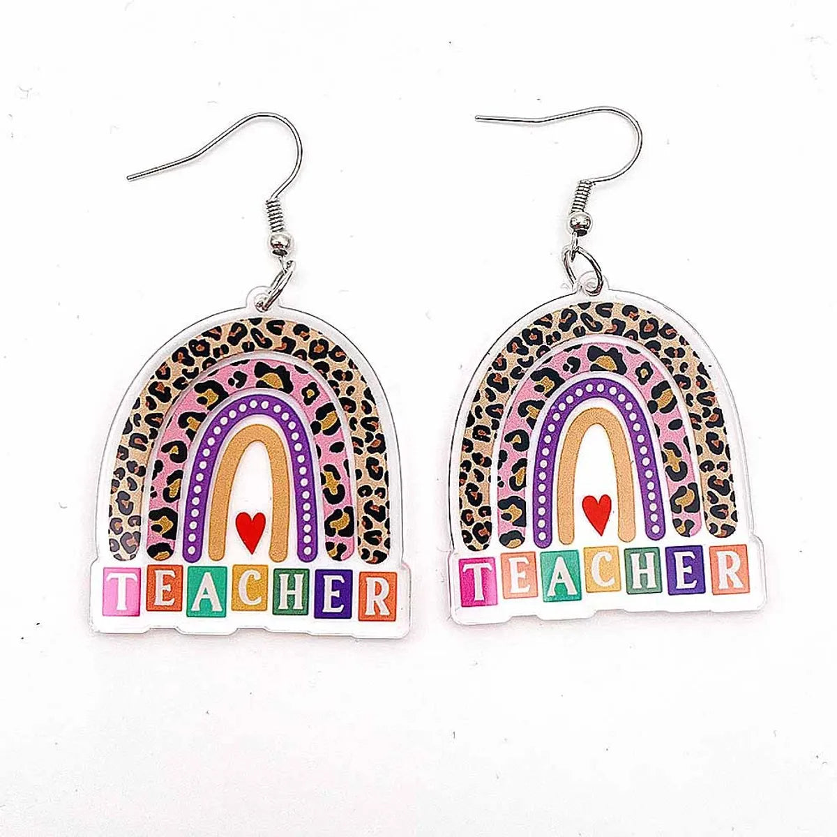 1 Pair Simple Style Classic Style Cartoon Character Letter Patchwork Arylic Drop Earrings