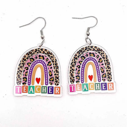 1 Pair Simple Style Classic Style Cartoon Character Letter Patchwork Arylic Drop Earrings