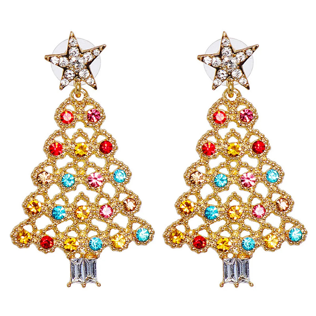 1 Pair Simple Style Classic Style Christmas Tree Bow Knot Plating Alloy Drop Earrings