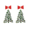 1 Pair Simple Style Classic Style Christmas Tree Bow Knot Plating Alloy Drop Earrings