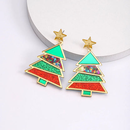 1 Pair Simple Style Classic Style Christmas Tree Polishing Epoxy Plating Arylic Plastic Silver Plated Drop Earrings